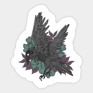 Crow and flowers Sticker